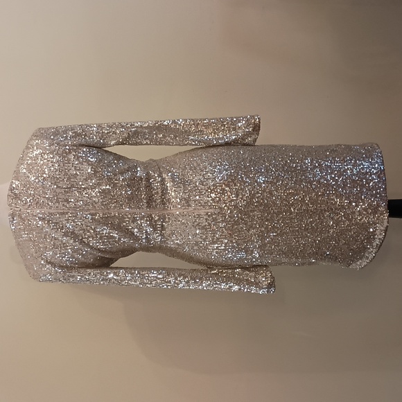 💥 Closet Closing Sale 💥 Calvin Klein Champagne Sparkle Dress Long Sleeve - Picture 6 of 8